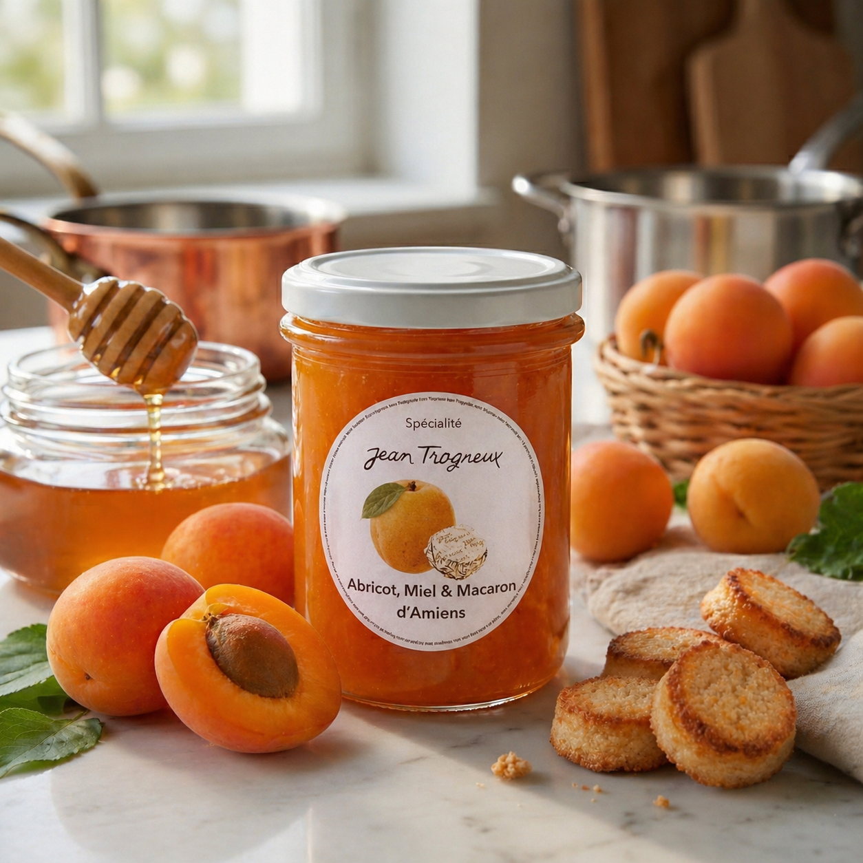 Spécialités aux abricots, miel et aux macarons d'Amiens